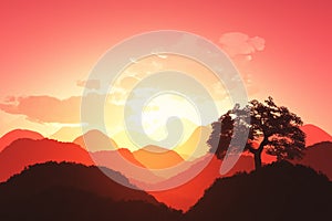 Oriental Sunset 3D render 02