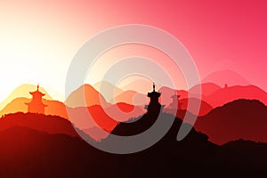 Oriental Sunset 3D render