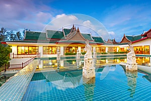 Oriental Thai pavilion at dusk