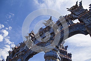 Oriental traditional details on pagoda temple