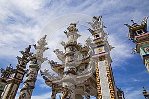 Oriental traditional details on pagoda temple