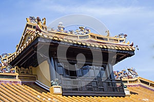 Oriental traditional details on pagoda temple