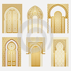 Oriental traditional golden vector arches