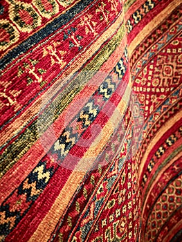 Oriental traditional handmade rug close-up