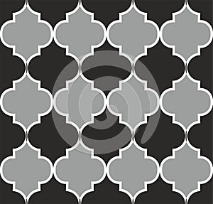 Oriental traditional ornamentation with repeated tile shapes. Moroccan Mosque.