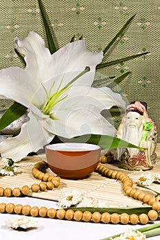 Oriental traditional tea ceremony still life. photo