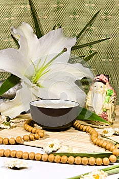 Oriental traditional tea ceremony still life. photo