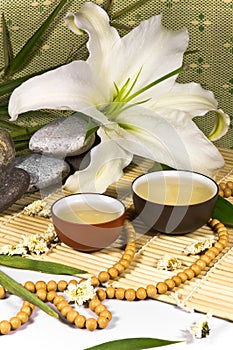 Oriental traditional tea ceremony still life. photo