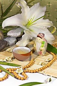 Oriental traditional tea ceremony still life.