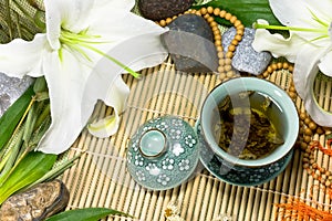 Oriental traditional tea ceremony still life. photo