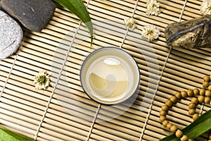 Oriental traditional tea ceremony still life. photo