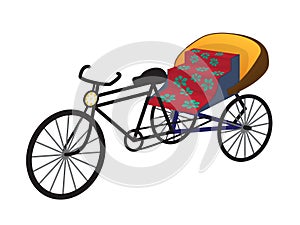 Oriental tricycle rickshaw cab, vector