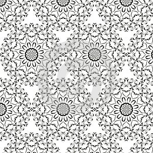 Oriental vector pattern with round arabesques elements