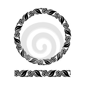 Oriental vector round pattern with floral elements