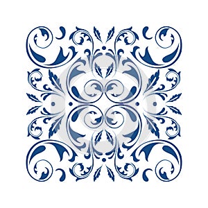 Oriental vector square ornament with arabesques elements