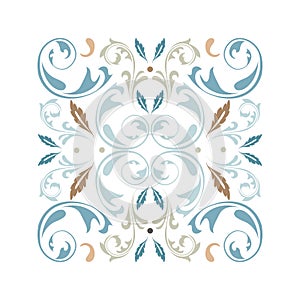 Oriental vector square ornament with arabesques elements