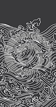 Oriental Water wave seamless wallpaper. Japanese. Chinese. Thai.