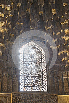 Oriental window with a pattern in Amir Temur Mausoleum Gur-i Amir Ð¡omplex