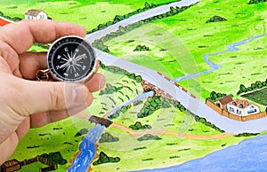 Orientation of the map in the journey photo