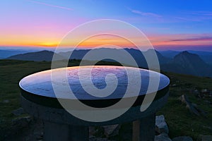 Orientation table with compass in Urkiolamendi mountain