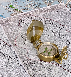 Orienteering: compass on maps