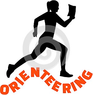 Orienteering woman with word photo