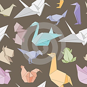 Origami animals seamless pattern