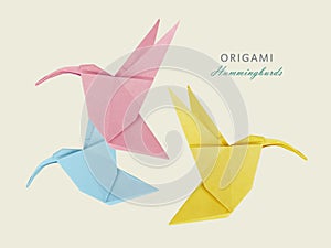 Origami art hummingbird