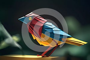 origami bird from colored paper.