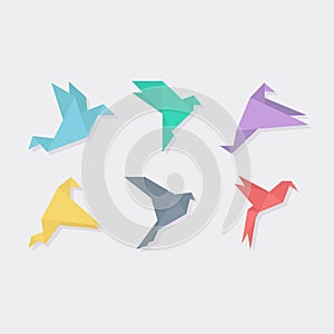 Origami bird vector illustration of flat