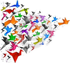 Origami birds flying 2