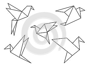 Origami birds vector set