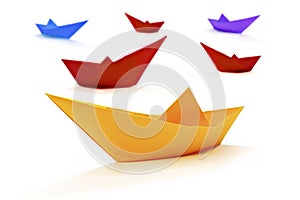 Origami Boat on the white background