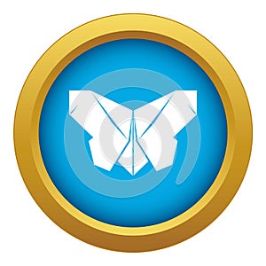 Origami butterfly icon blue vector isolated