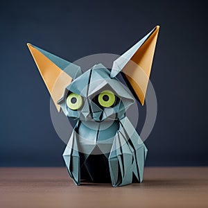 Origami Cat With Bright Eyes In Goblincore Style