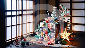 Origami Christmas Gift Box by Japanese Window