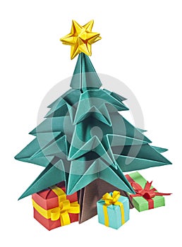 An origami Christmas tree