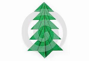 Origami christmas tree isolated on white