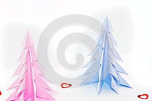 origami christmas tree isolated on white background