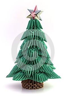 Origami Christmas tree with star.
