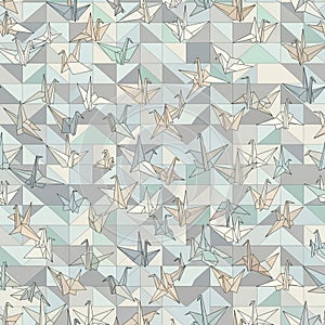 Origami crane pattern featuring abstract geometric
