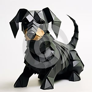 Origami Dachshund: A Black Paper Sculpture Inspired By Vray And Erik Jones