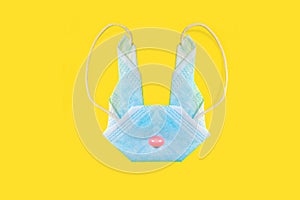 Origami Easter bunny with medical mask