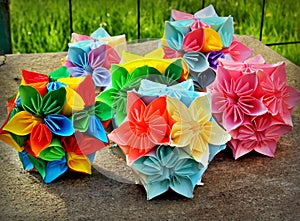 Origami flower balls