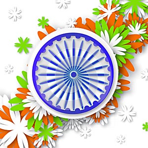 Origami Flower national tricolor Indian flag. Indian Independence Day