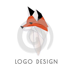 Origami foxy logotype. Animalistic stylish logo for business