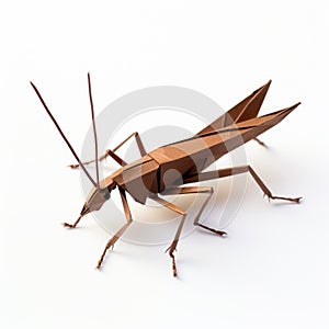 Origami Grasshopper: 3d Makoto Shinkai Style On White Background