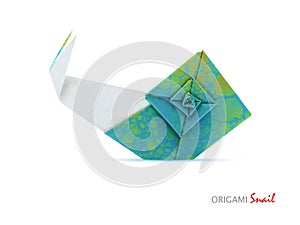 Origami green snail