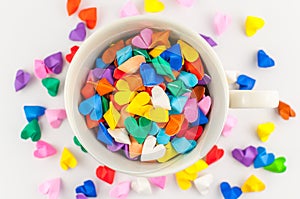 Origami heart in cup