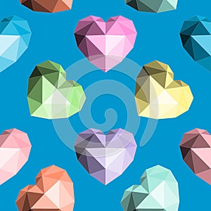 Origami heart. Seamless vector pattern